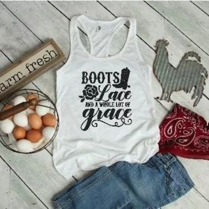 Boots, Lace, And Grace Tank